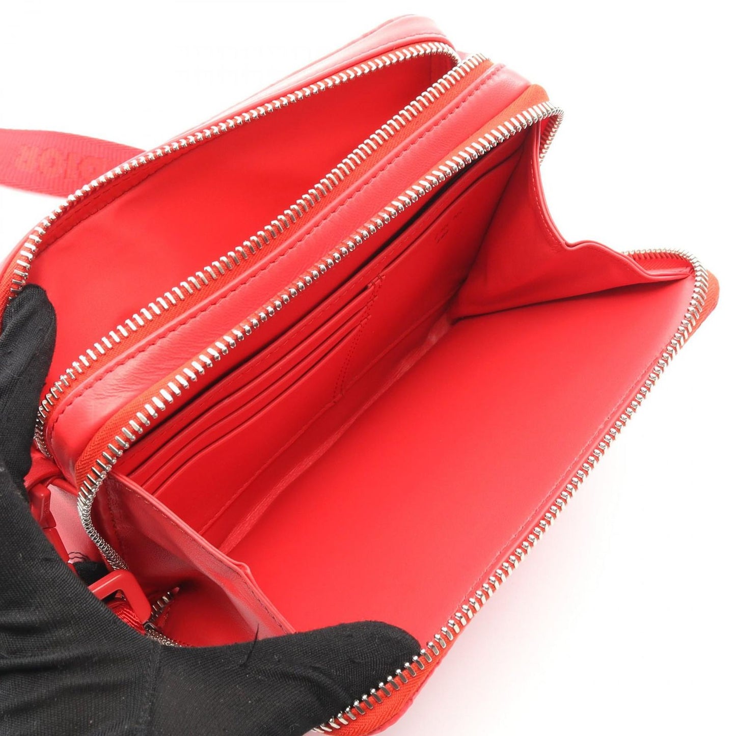 Dior Dio Shoulder Bag Erl Red Nylon Leather Erl Jipouch Quilted — view 3