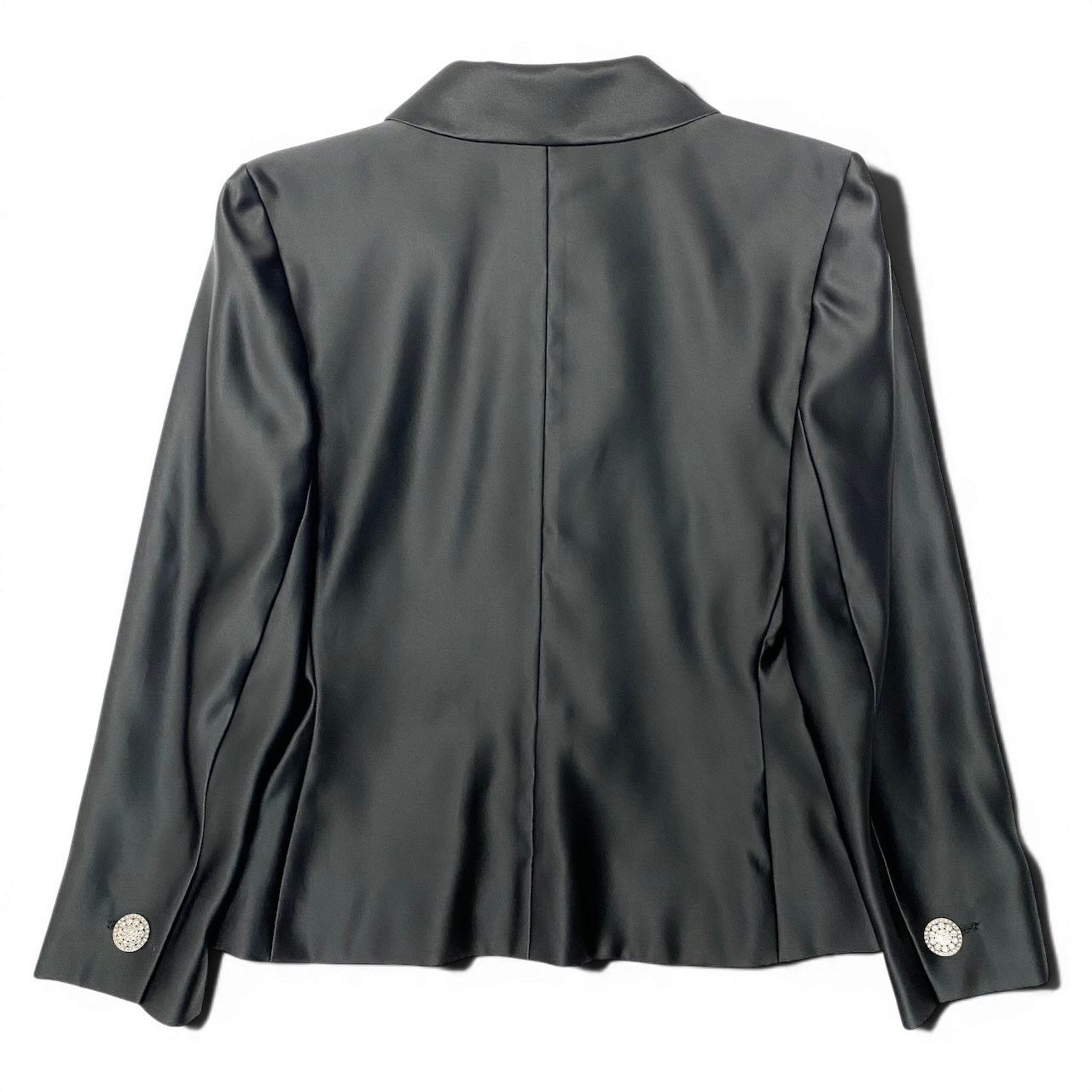 Saint Laurent Yves Satin Jacket Shirt Long Sleeve Gloss Black — view 2
