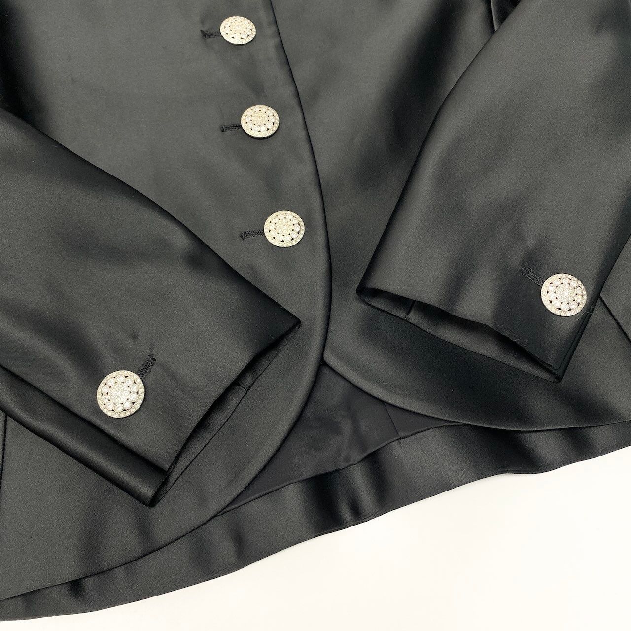 Saint Laurent Yves Satin Jacket Shirt Long Sleeve Gloss Black — view 5