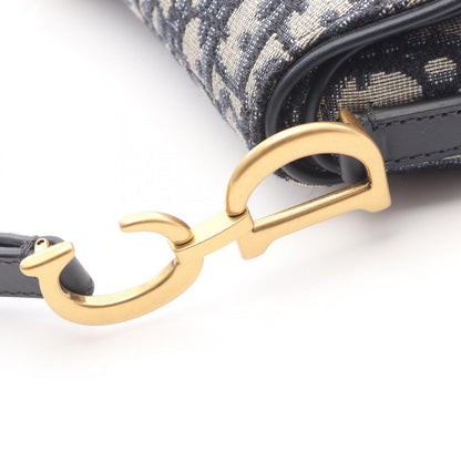 Dior Saddle Bag Mini Oblique Peacock Navy Canvas Leather — view 6