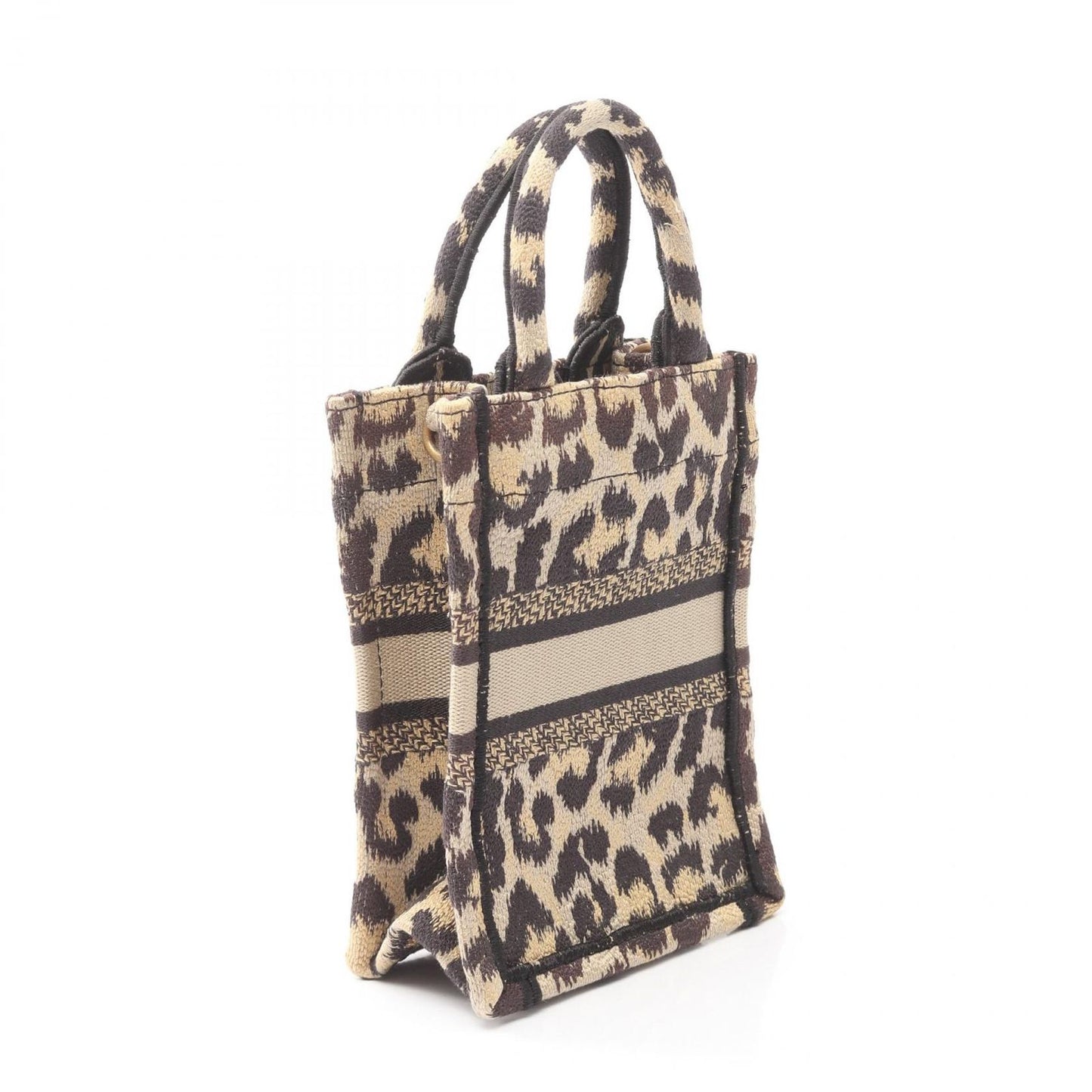 Dior Dio Handbag Book Tote Mini Black Beige Canvas — view 2