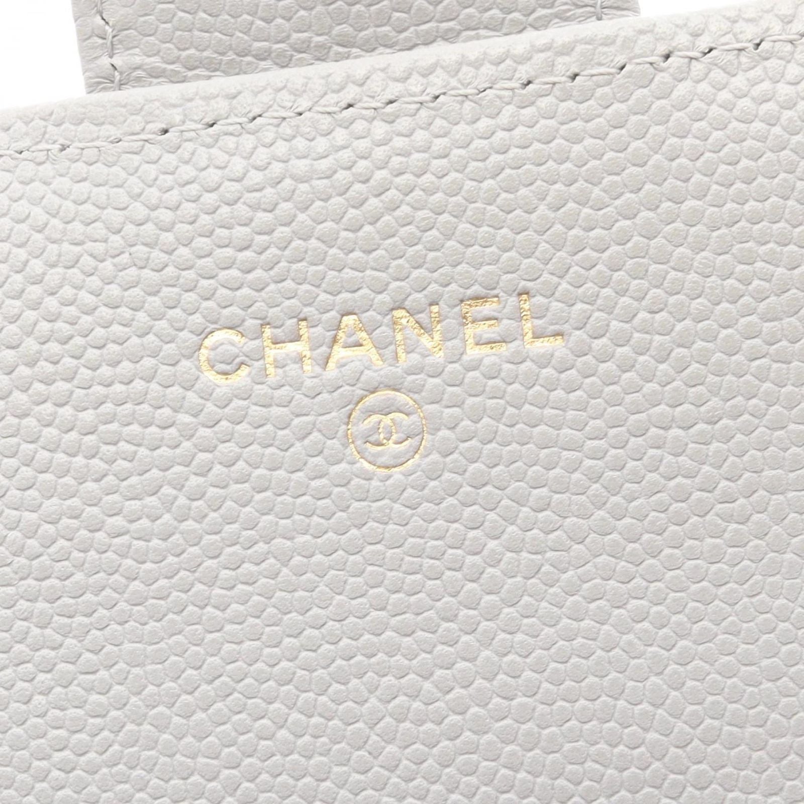 Chanel Bifold Wallet Classic Long Flap Quilted Gray Caviar Leather Zip — view 4