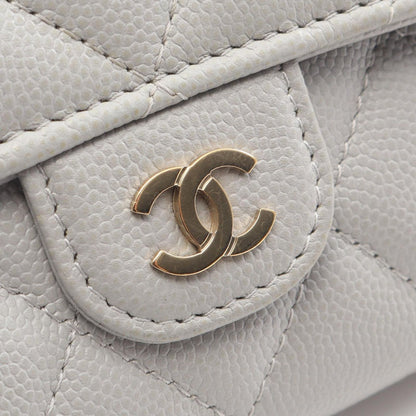 Chanel Bifold Wallet Classic Long Flap Quilted Gray Caviar Leather Zip — view 7