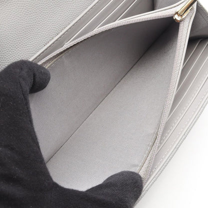 Chanel Bifold Wallet Classic Long Flap Quilted Gray Caviar Leather Zip — view 6