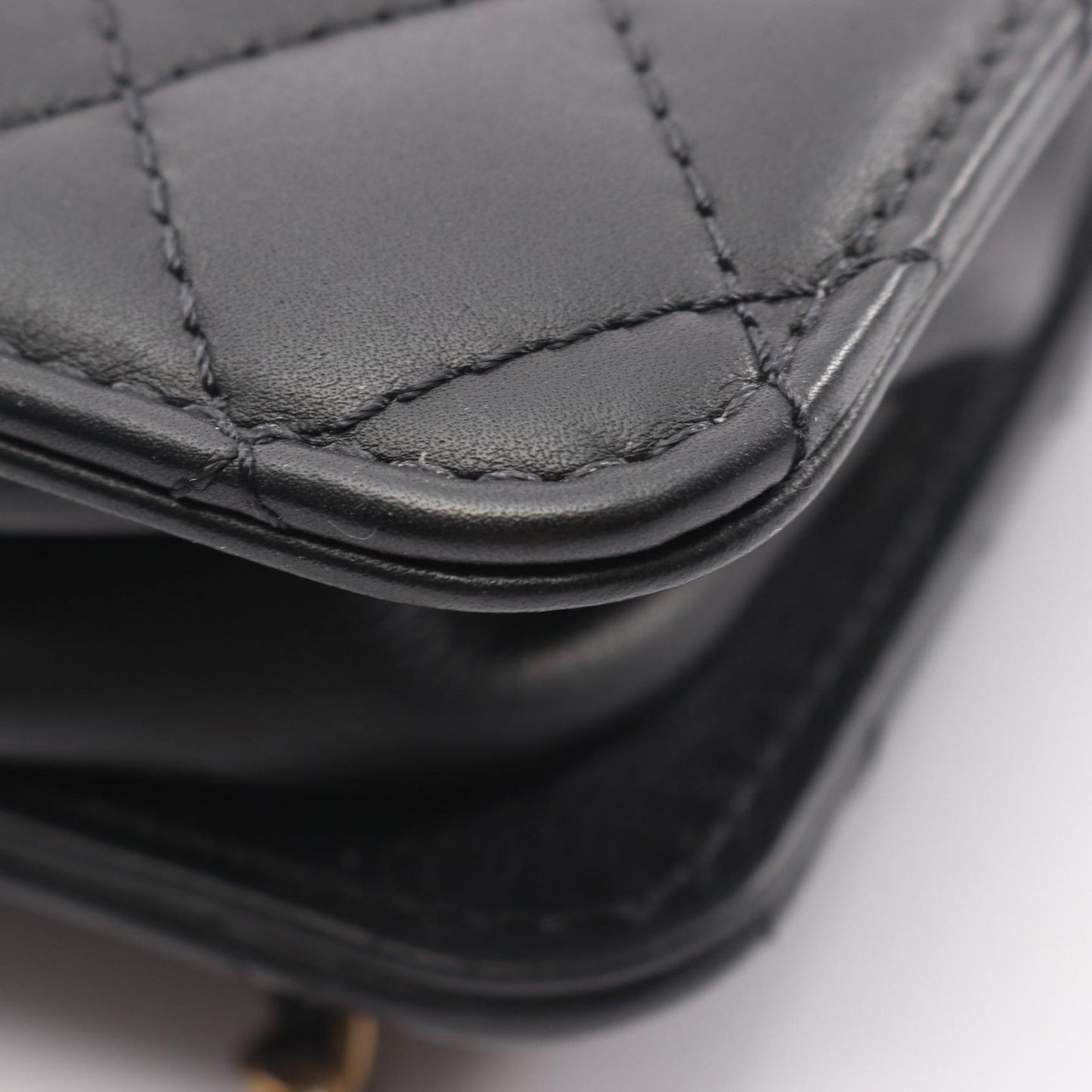 Chanel Shoulder Bag Quilted CC Logo Black Lambskin Smo Acco Dion Che Nsholda — view 6