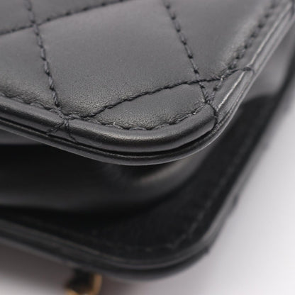 Chanel Shoulder Bag Quilted CC Logo Black Lambskin Smo Acco Dion Che Nsholda — view 6