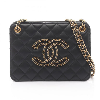 Chanel Shoulder Bag Quilted CC Logo Black Lambskin Smo Acco Dion Che Nsholda
