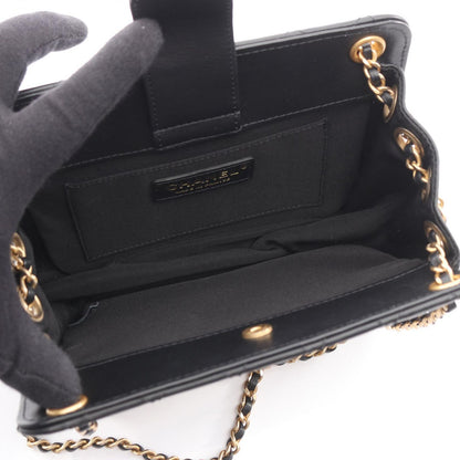 Chanel Shoulder Bag Quilted CC Logo Black Lambskin Smo Acco Dion Che Nsholda — view 3