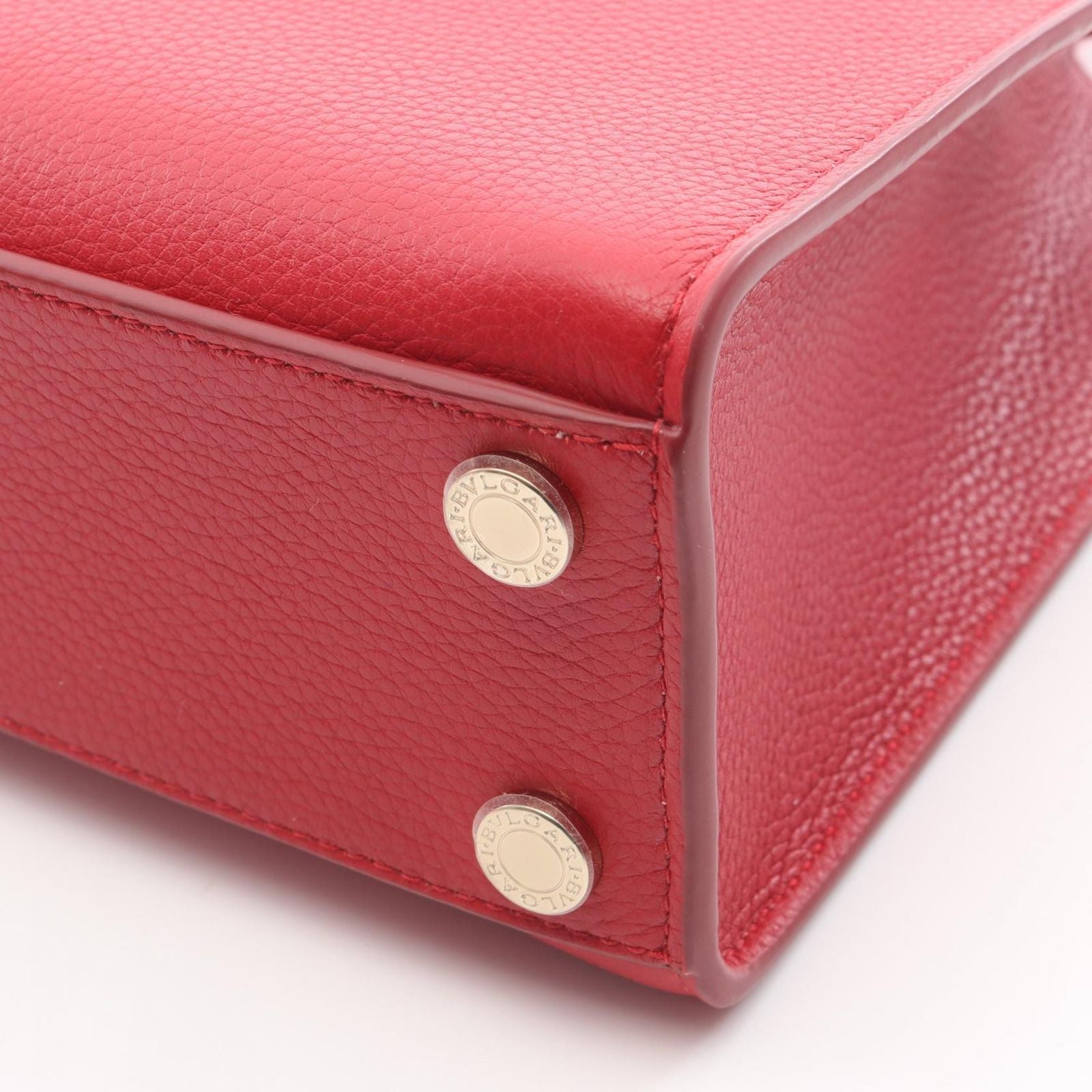 Bvlgari Handbag Red Leather Logo Tote — view 5