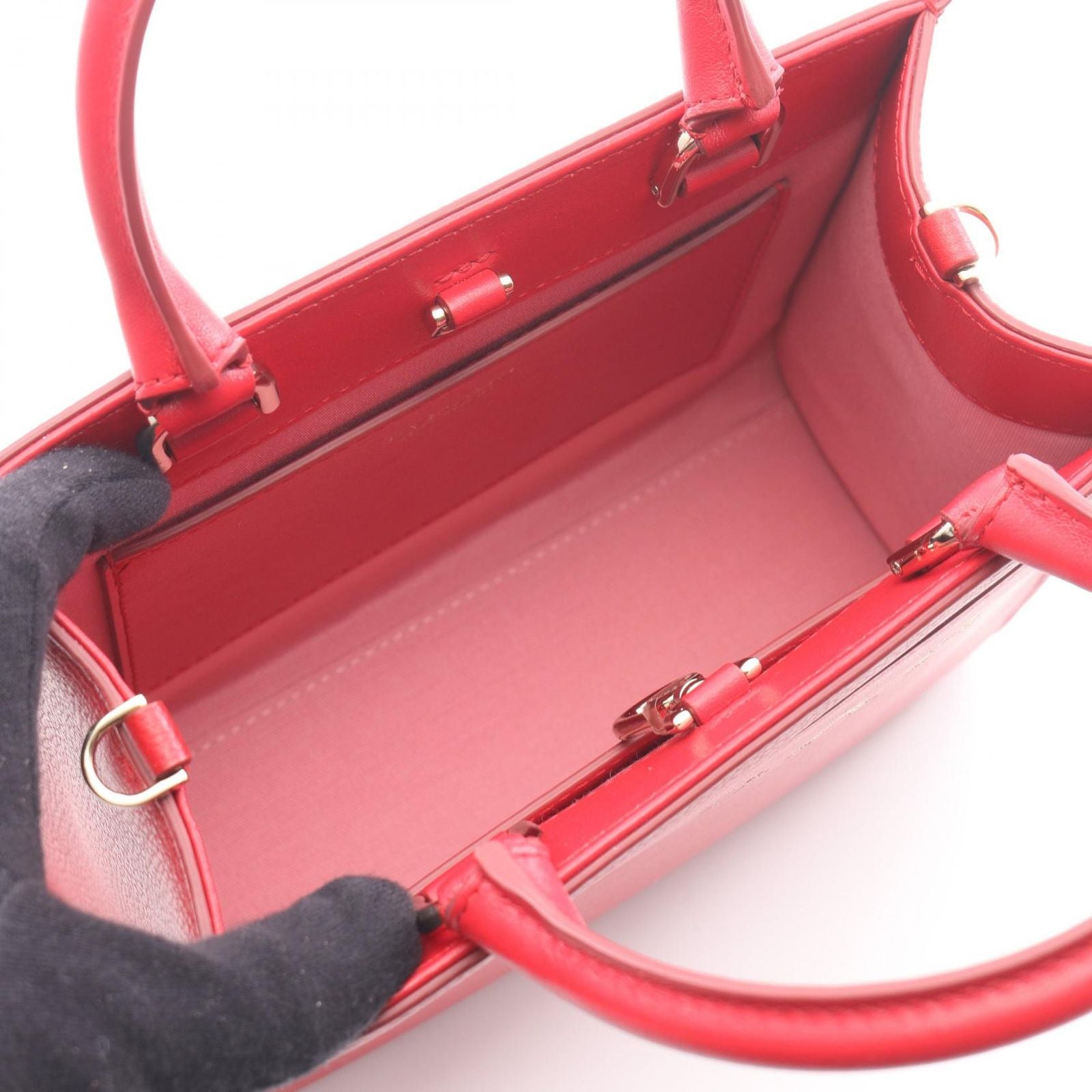 Bvlgari Handbag Red Leather Logo Tote — view 3