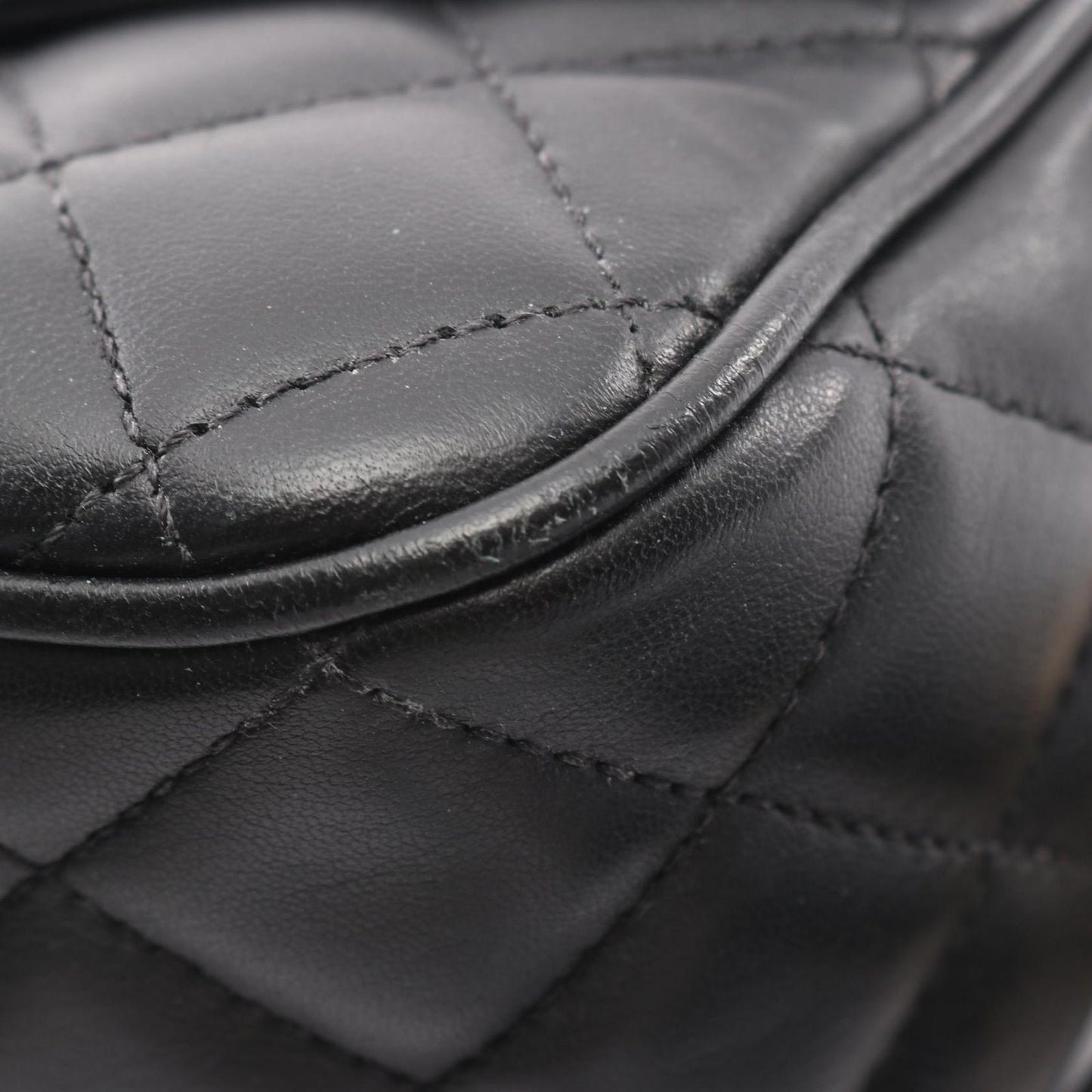 Chanel Shoulder Bag Diana Flap Quilted Black Lambskin Fringe Mini Che on — view 7