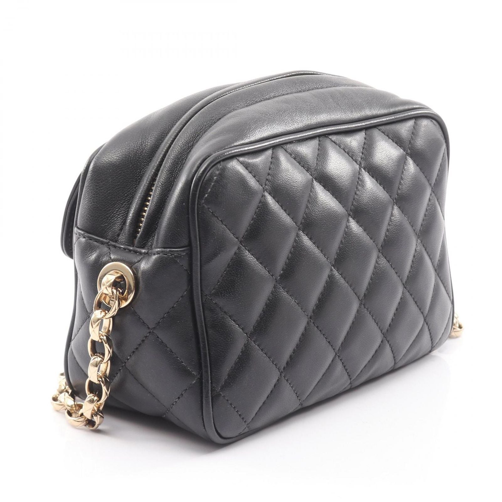 Chanel Shoulder Bag Diana Flap Quilted Black Lambskin Fringe Mini Che on — view 2