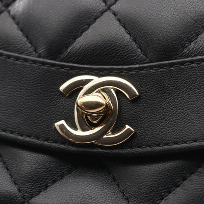 Chanel Shoulder Bag Diana Flap Quilted Black Lambskin Fringe Mini Che on — view 8