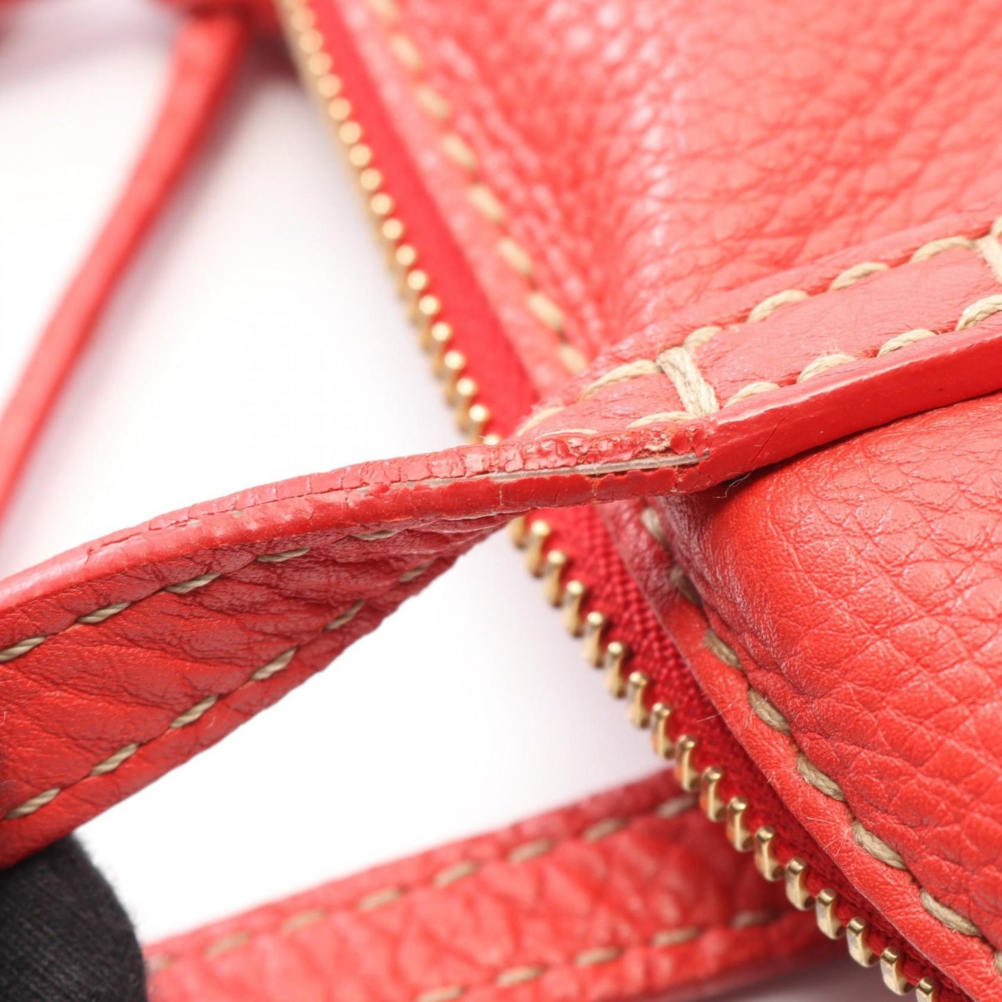 Fendi Shoulder Bag Selleria Toe Red Leather — view 7