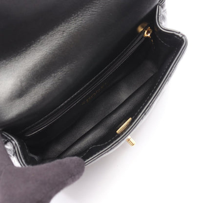 Chanel Shoulder Bag Quilted Small Lutop Handle Black Leather Top 2-Way Chang — view 3
