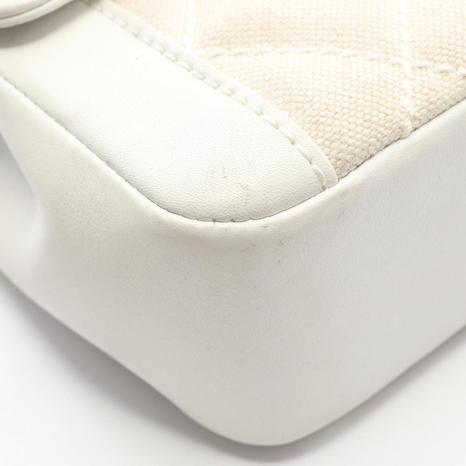 Chanel Handbag Wild Stitch Natural White Canvas Leather Quilted — view 8