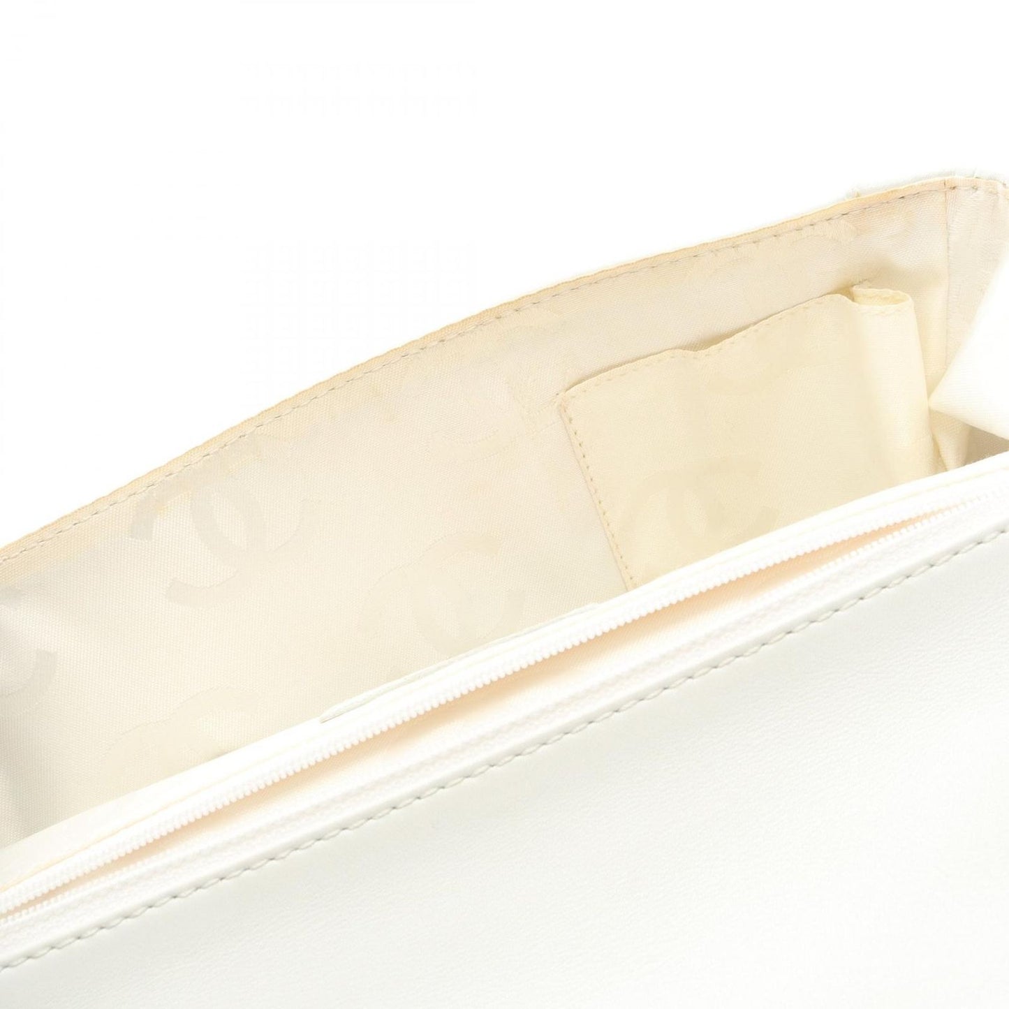 Chanel Handbag Wild Stitch Natural White Canvas Leather Quilted — view 6