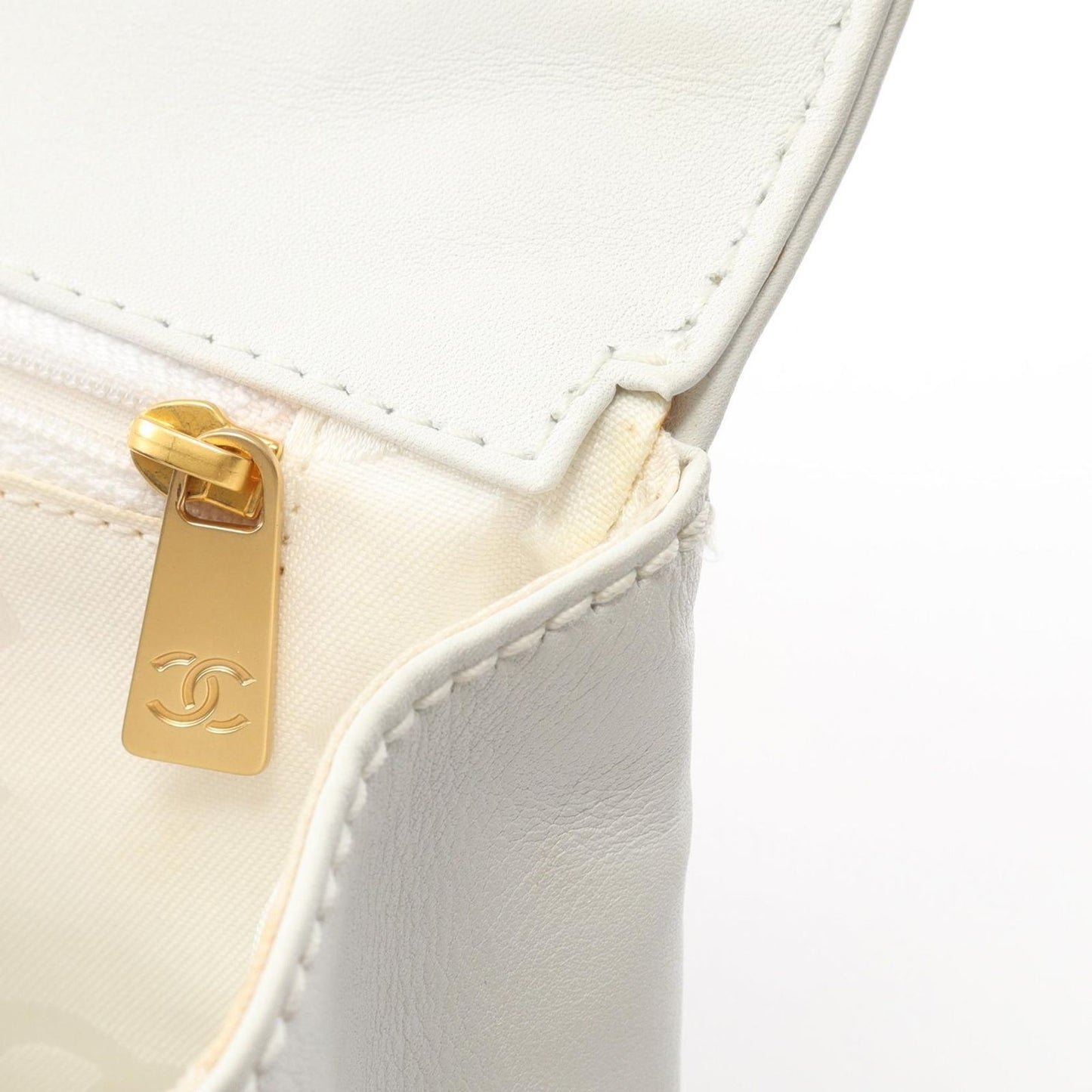 Chanel Handbag Wild Stitch Natural White Canvas Leather Quilted — view 7