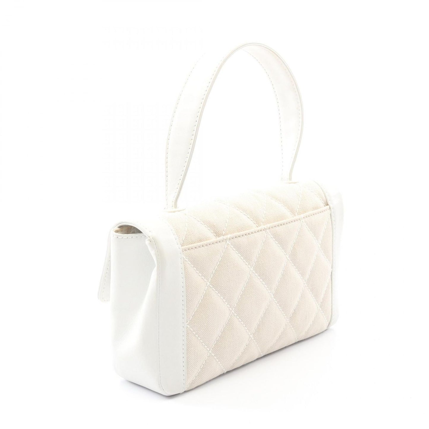 Chanel Handbag Wild Stitch Natural White Canvas Leather Quilted — view 2