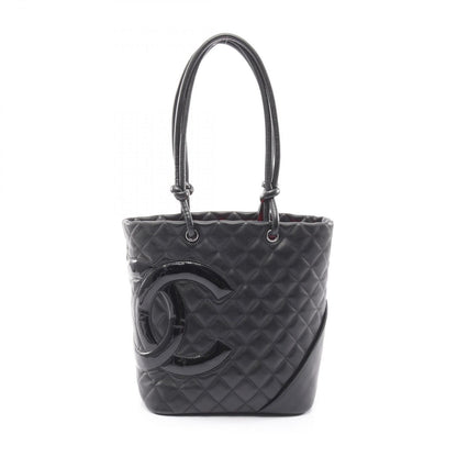 Chanel Tote Cambon Line Black Enamel Leather Patent