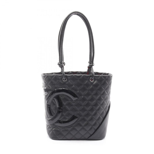 Chanel Tote Cambon Line Black Enamel Leather Patent