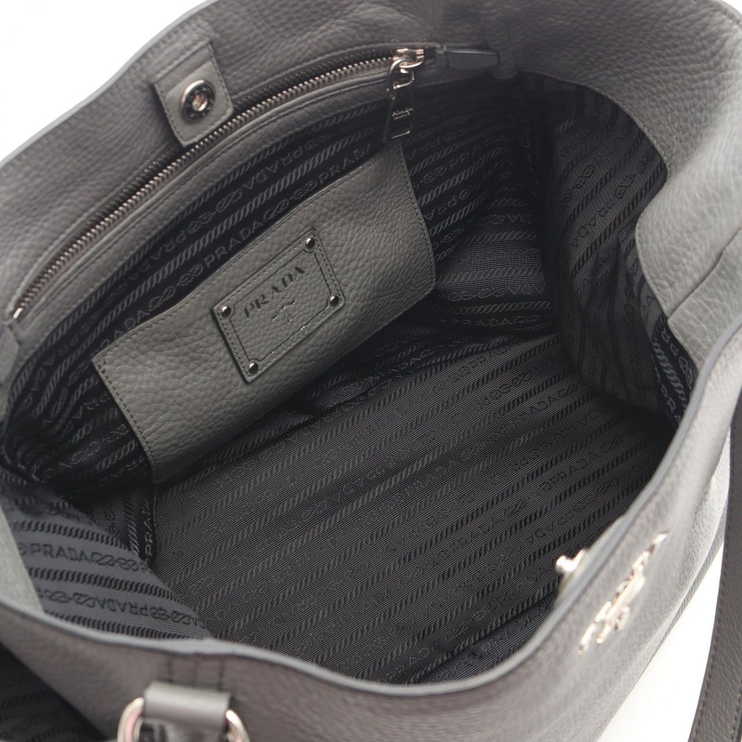 Prada Tote Vitello Daino Gray Leather Suce — view 3