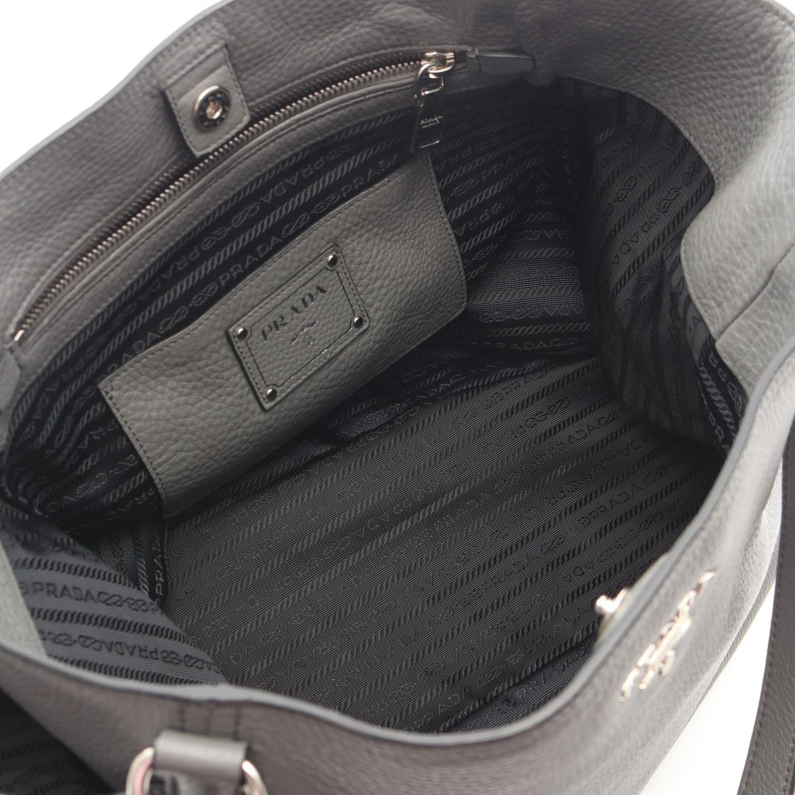 Prada Tote Vitello Daino Gray Leather Suce — view 3