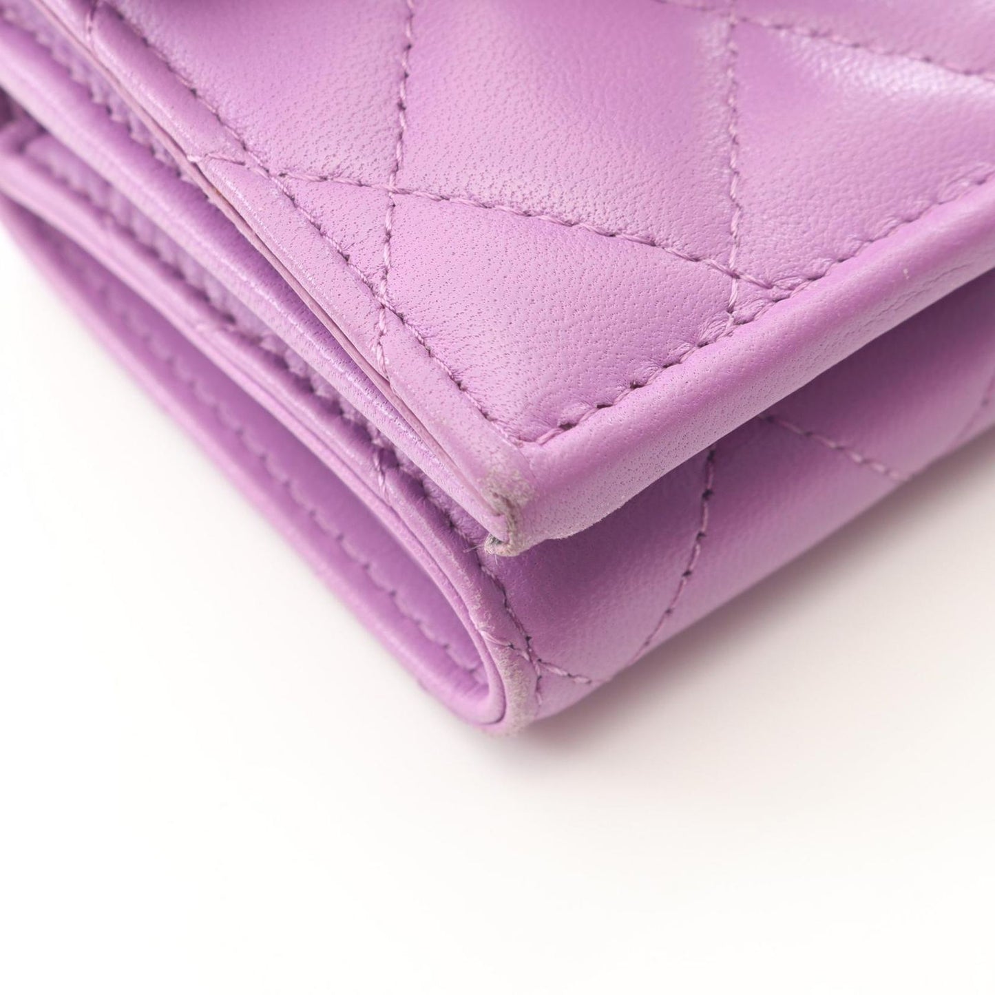 Chanel Trifold Wallet Classic Smo Flap Quilted Purple Lambskin — view 7