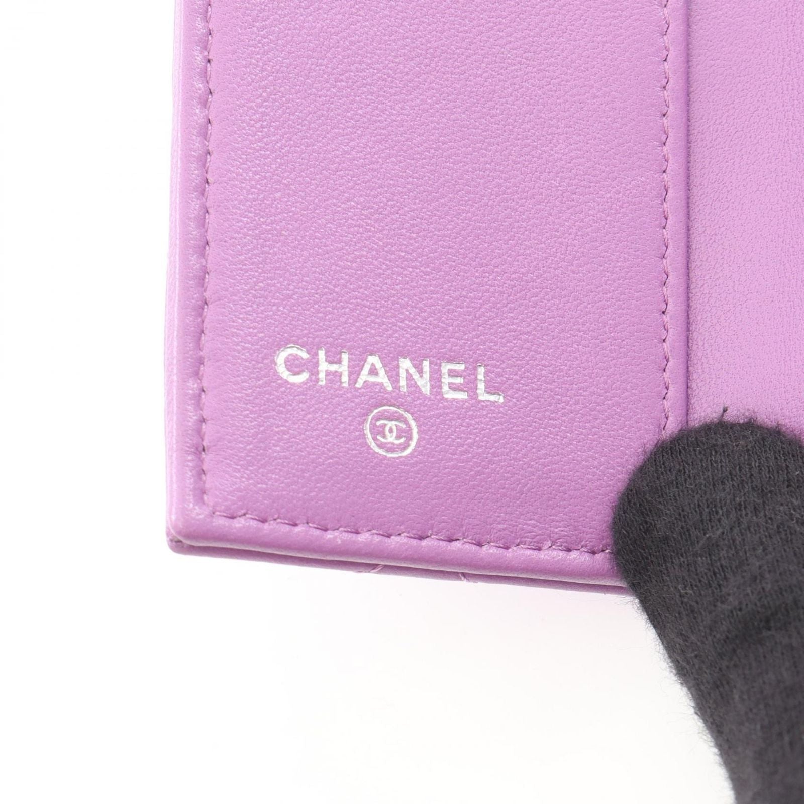 Chanel Trifold Wallet Classic Smo Flap Quilted Purple Lambskin — view 5