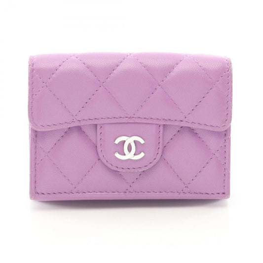 Chanel Trifold Wallet Classic Smo Flap Quilted Purple Lambskin
