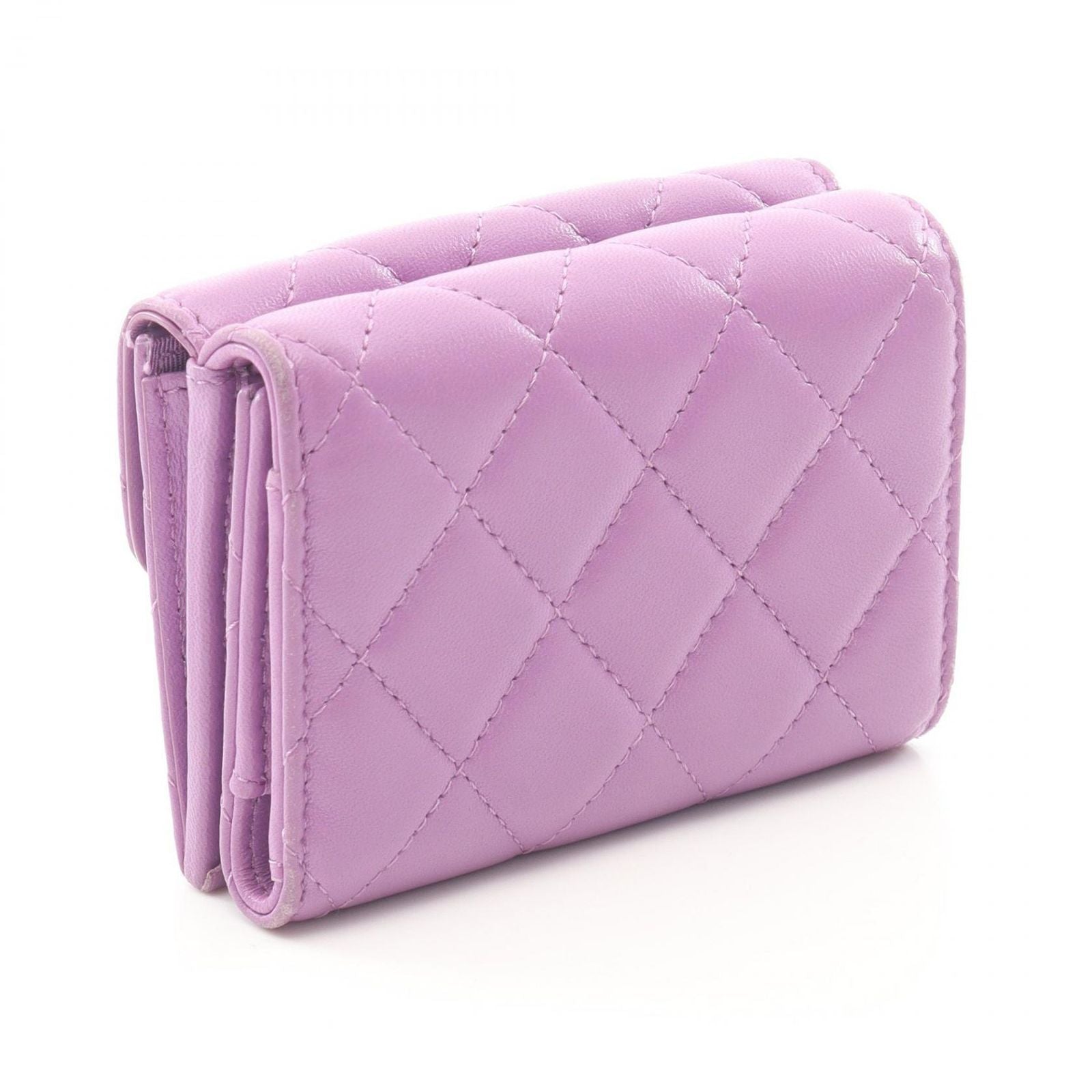Chanel Trifold Wallet Classic Smo Flap Quilted Purple Lambskin — view 2