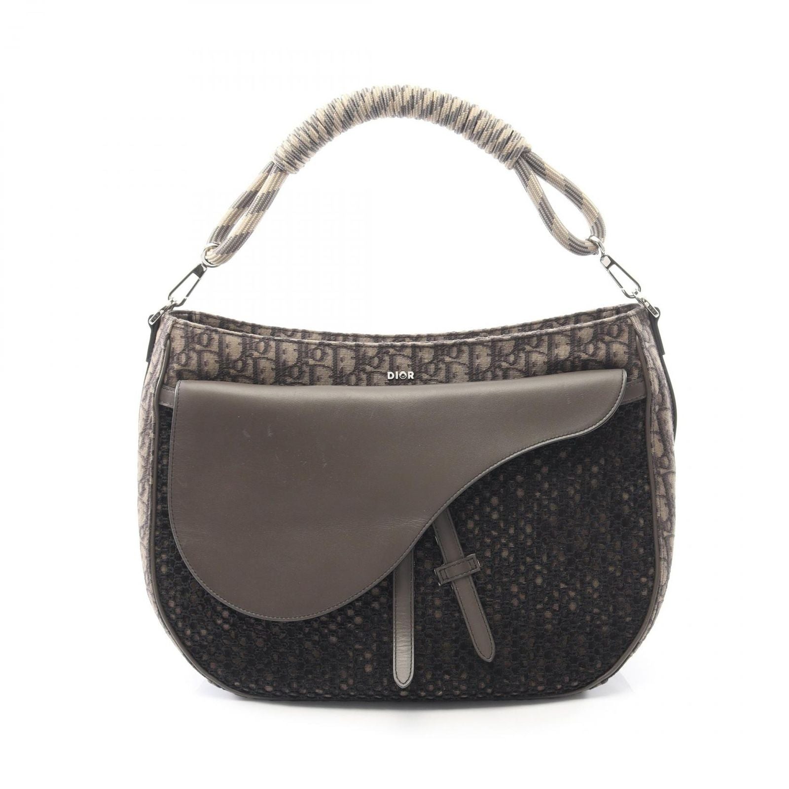 Dior Shoulder Bag Da Cu Brown Canvas Leather Oh Oblique Cu Saddle Soft