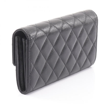 Chanel Bifold Wallet Quilted Black Caviar Leather Zip — view 2