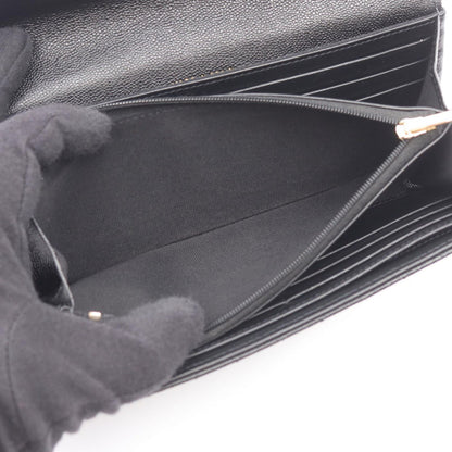 Chanel Bifold Wallet Quilted Black Caviar Leather Zip — view 4
