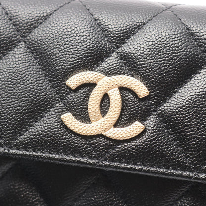 Chanel Bifold Wallet Quilted Black Caviar Leather Zip — view 9