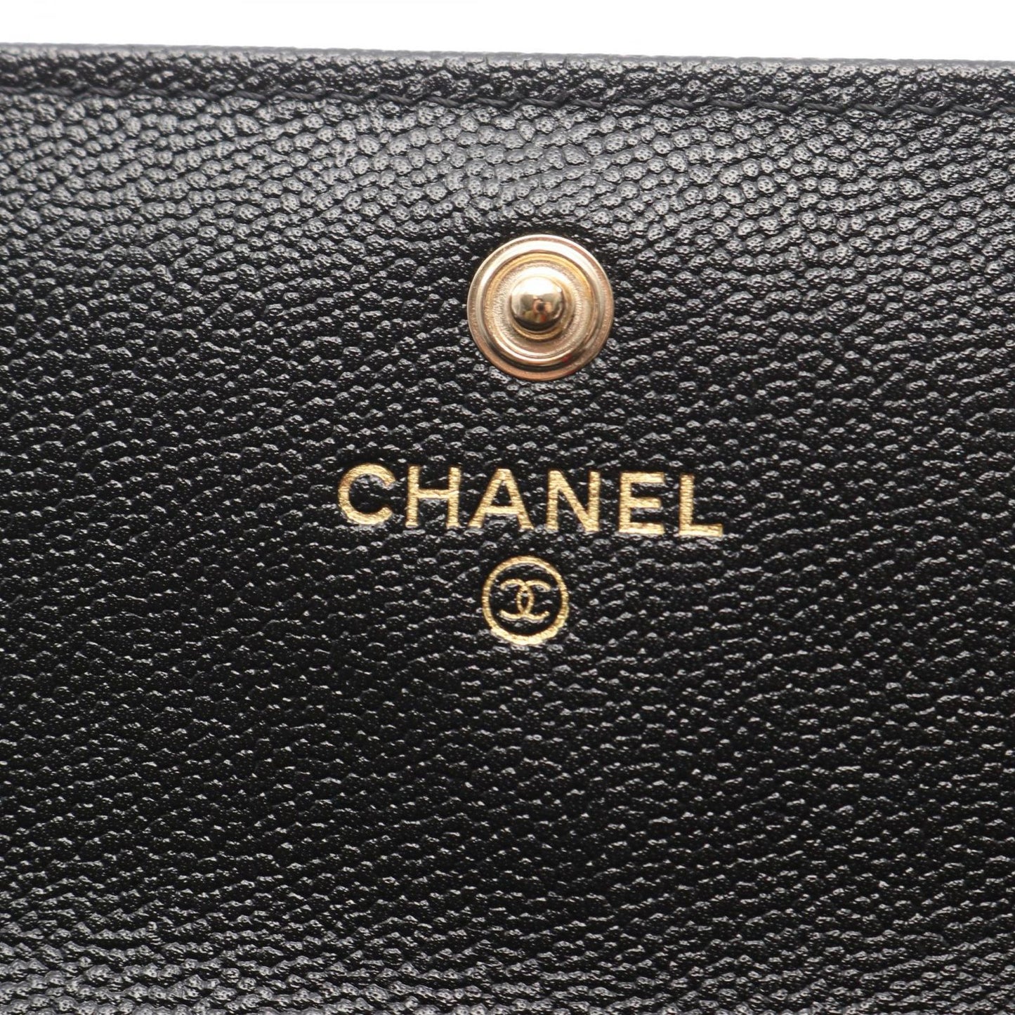 Chanel Bifold Wallet Quilted Black Caviar Leather Zip — view 5