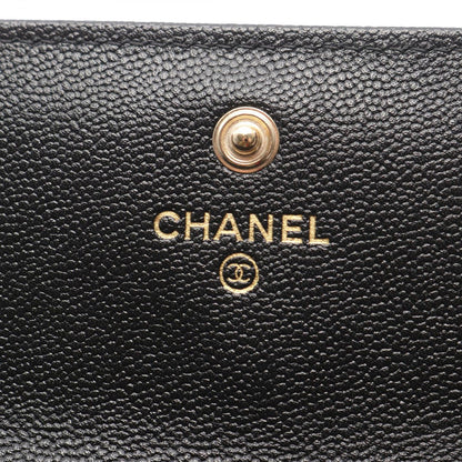Chanel Bifold Wallet Quilted Black Caviar Leather Zip — view 5
