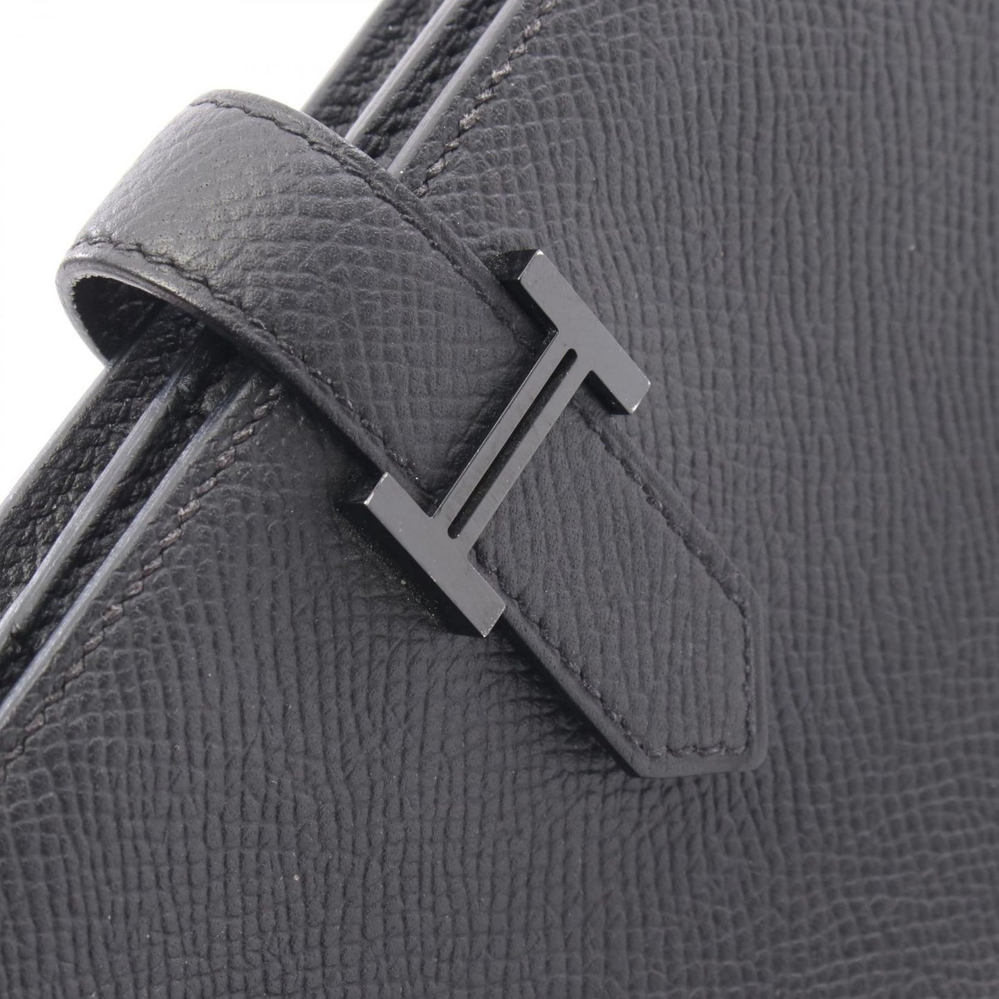 Hermes Bifold Wallet Bearn Souffle Black Leather — view 9