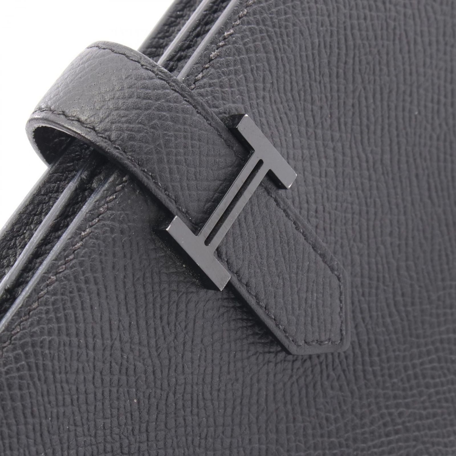 Hermes Bifold Wallet Bearn Souffle Black Leather — view 9