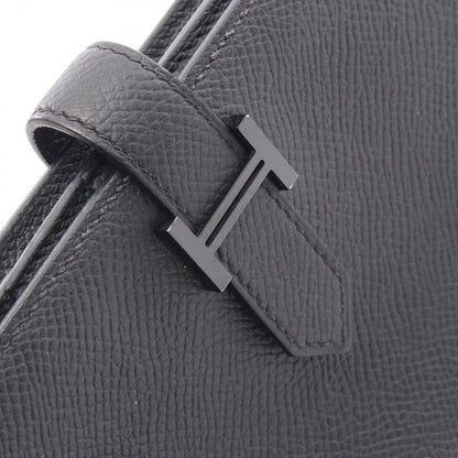 Hermes Bifold Wallet Bearn Souffle Black Leather — view 9