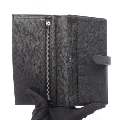 Hermes Bifold Wallet Bearn Souffle Black Leather — view 3