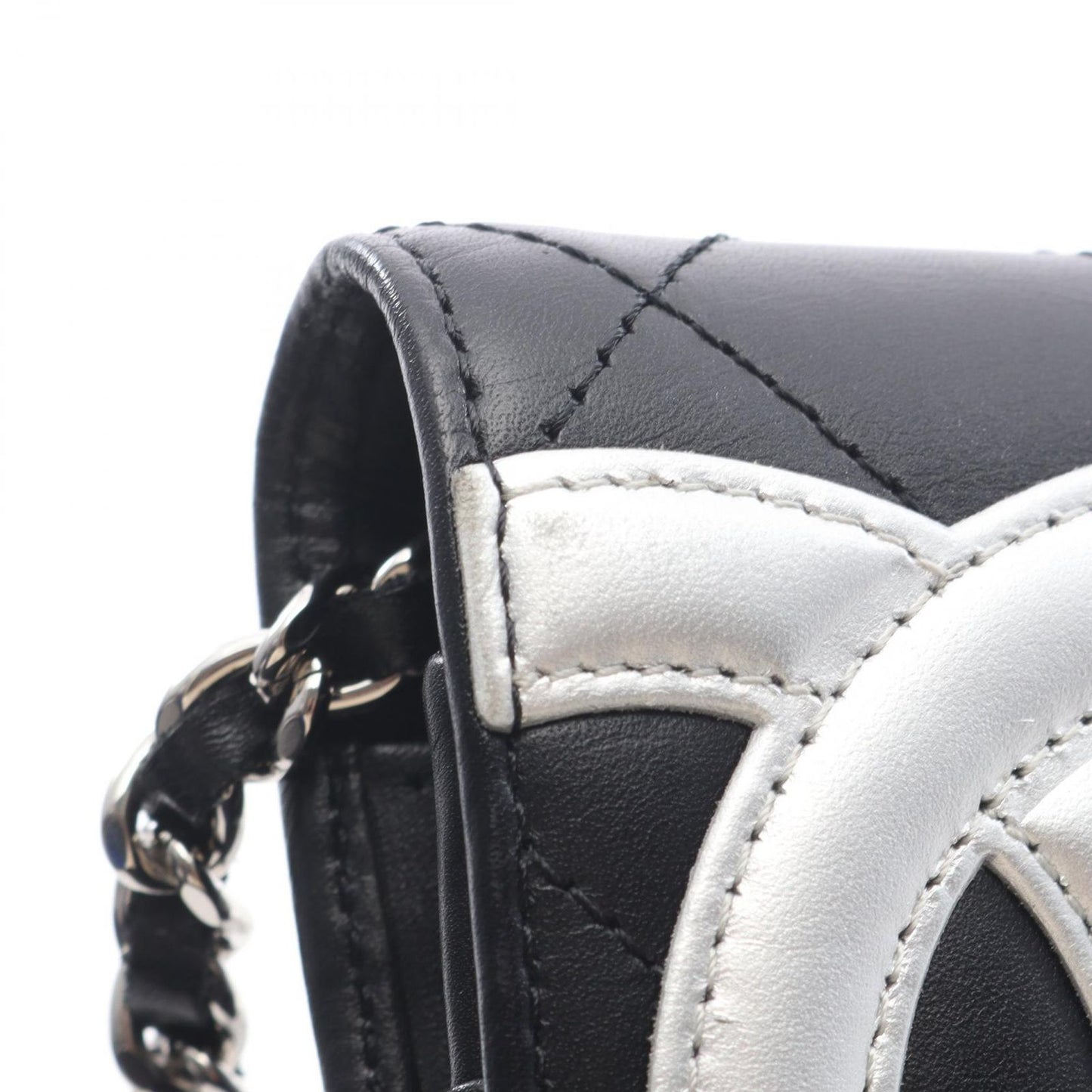 Chanel Shoulder Bag Cambon Line Black Silver Leather Cambonchi One Wallet — view 6
