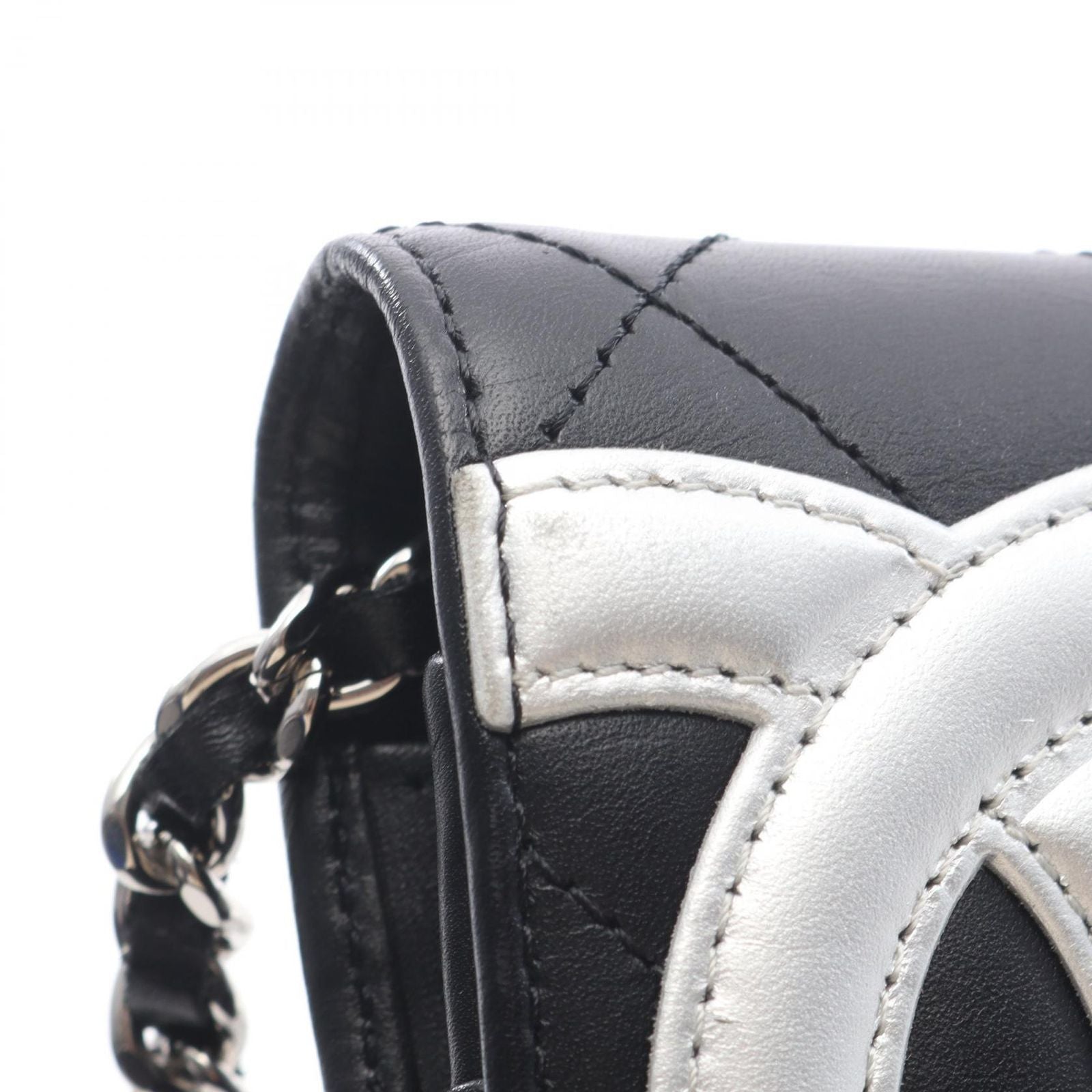 Chanel Shoulder Bag Cambon Line Black Silver Leather Cambonchi One Wallet — view 6