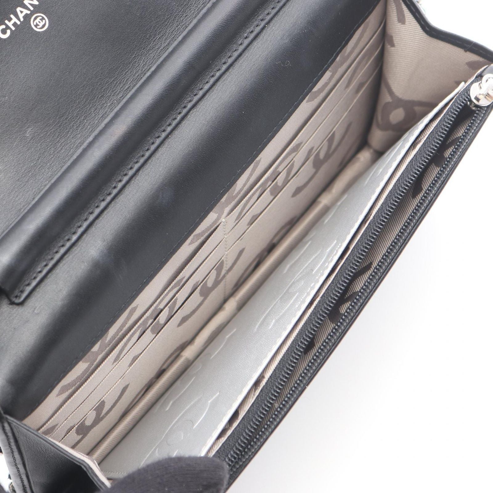 Chanel Shoulder Bag Cambon Line Black Silver Leather Cambonchi One Wallet — view 3