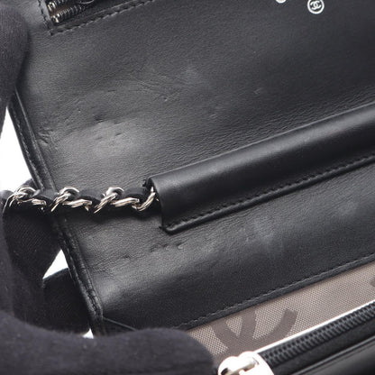Chanel Shoulder Bag Cambon Line Black Silver Leather Cambonchi One Wallet — view 9