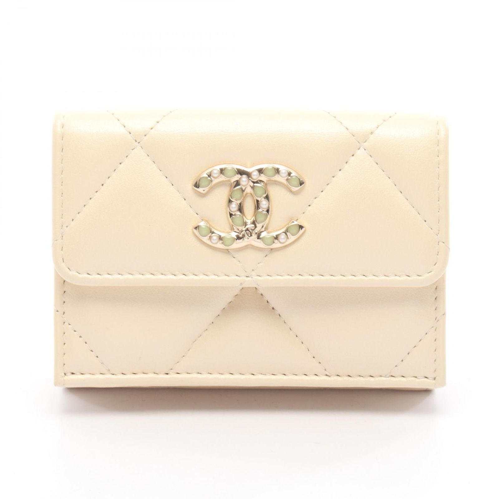 Chanel Trifold Wallet Quilted Kri-m Leather