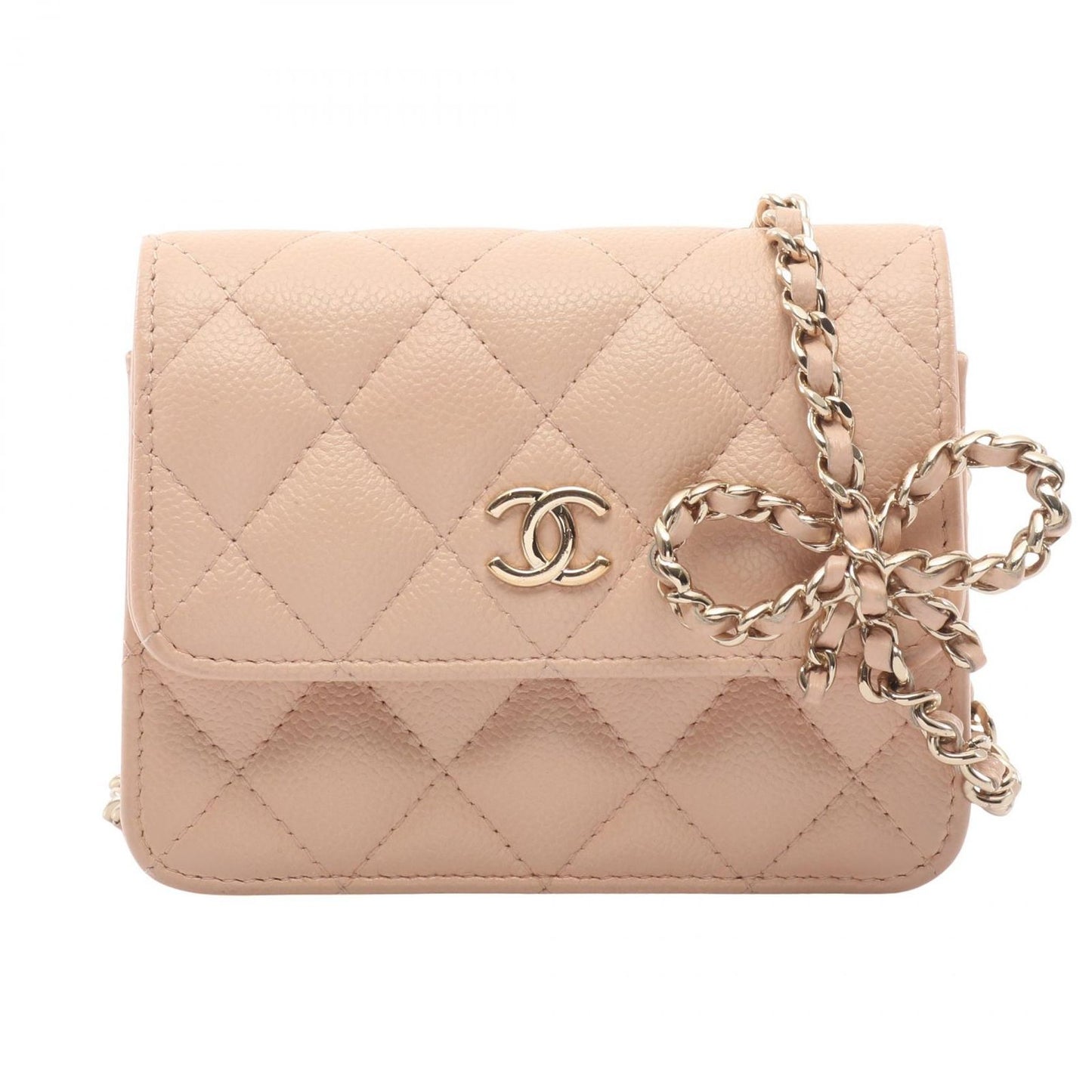 Chanel Shoulder Bag Mini Quilted Pink Beige Fu Mini Che Nshoulder
