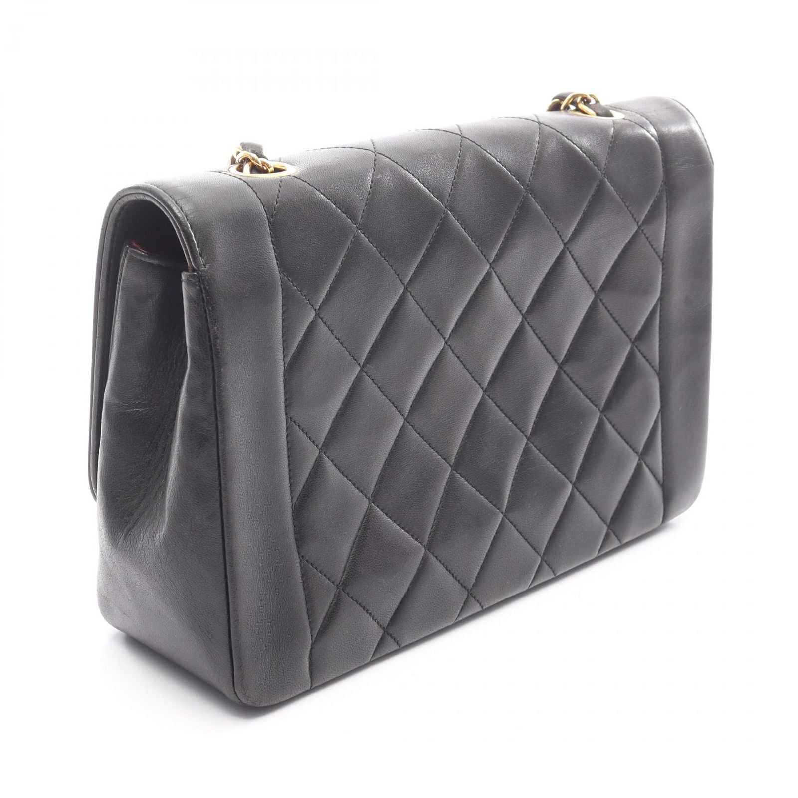 Chanel Shoulder Bag Quilted Diana Flap Black Lambskin Chain — view 2