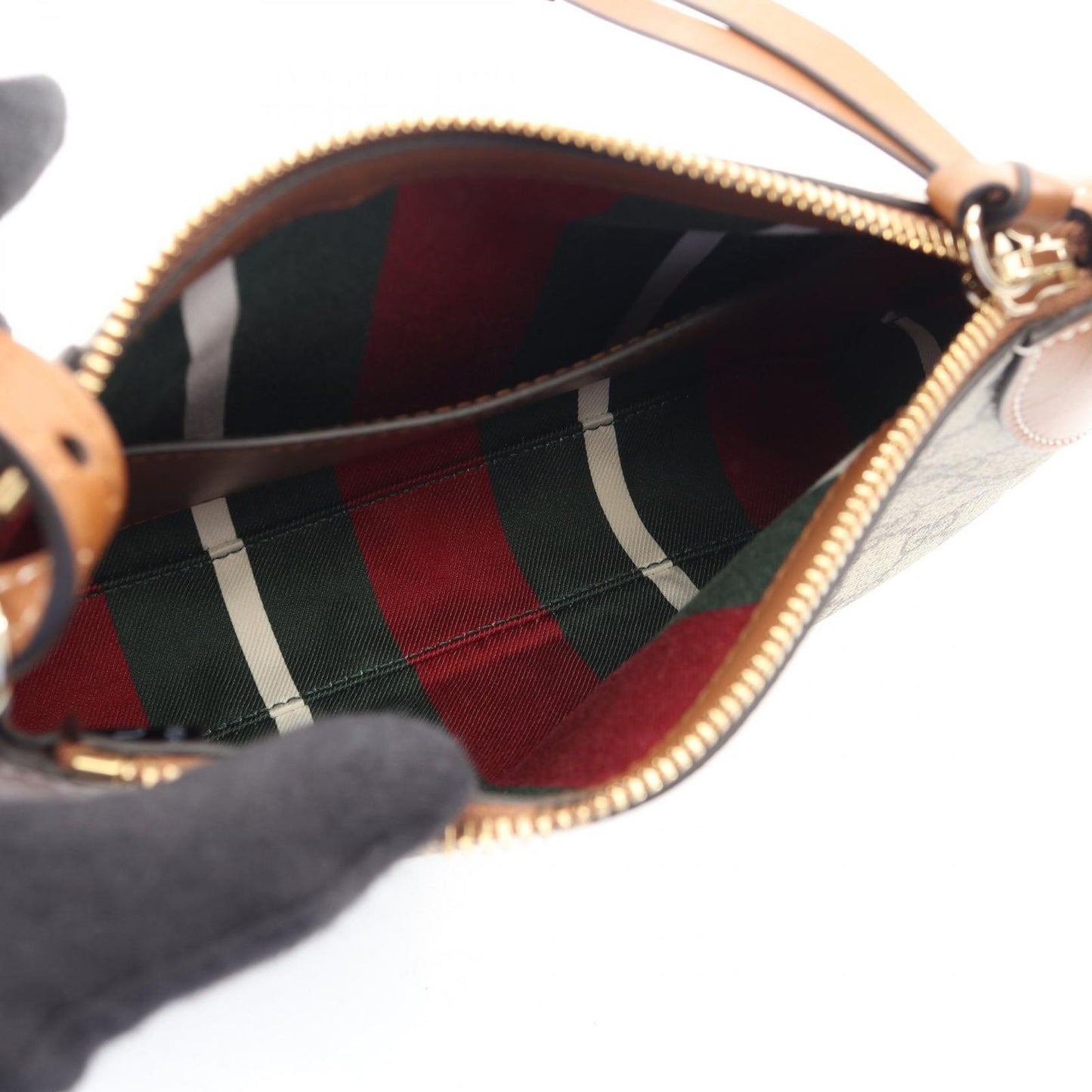 Gucci Shoulder Bag GG Emblem Smo Beige Brown Co Ting Canvas Leather Smo — view 3