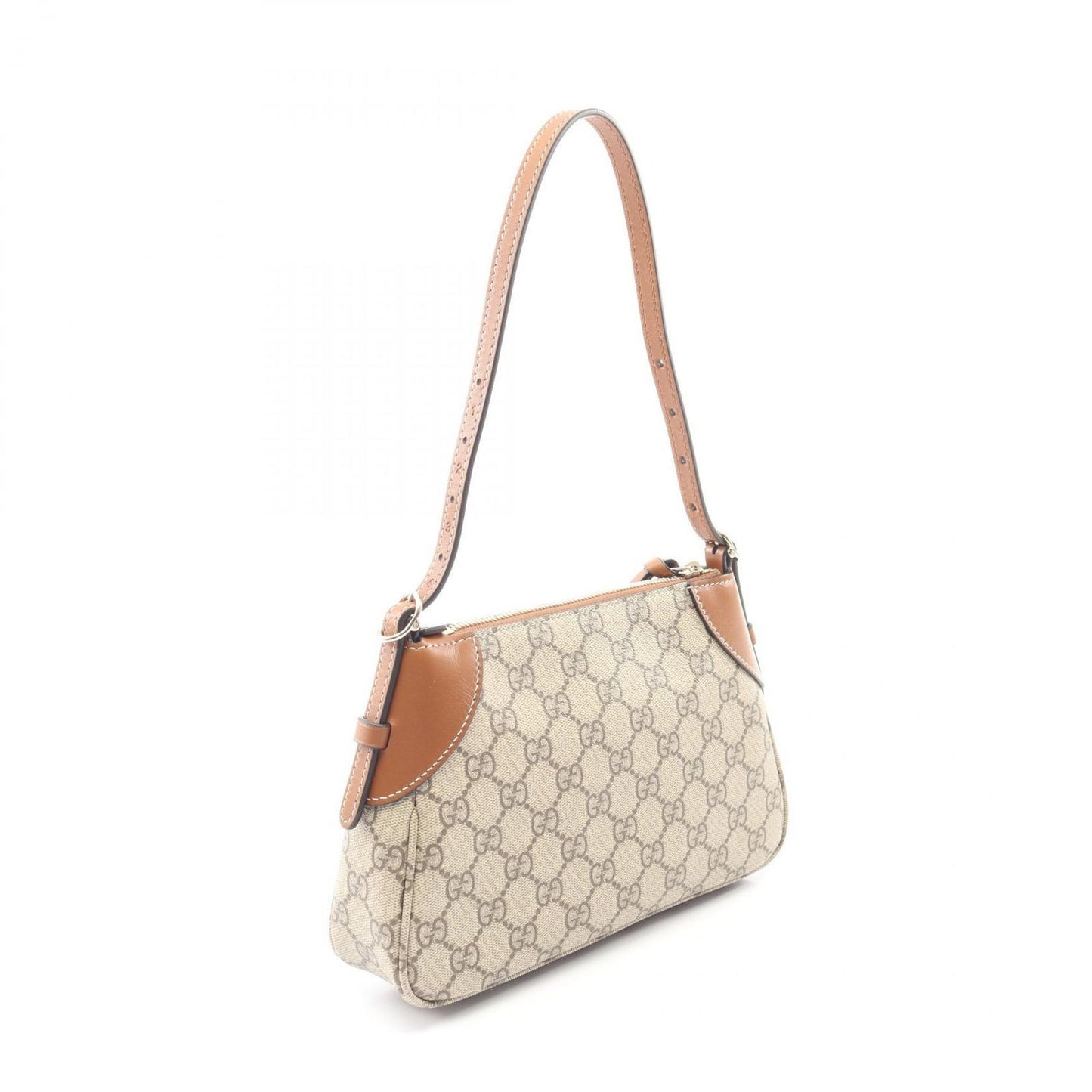 Gucci Shoulder Bag GG Emblem Smo Beige Brown Co Ting Canvas Leather Smo — view 2